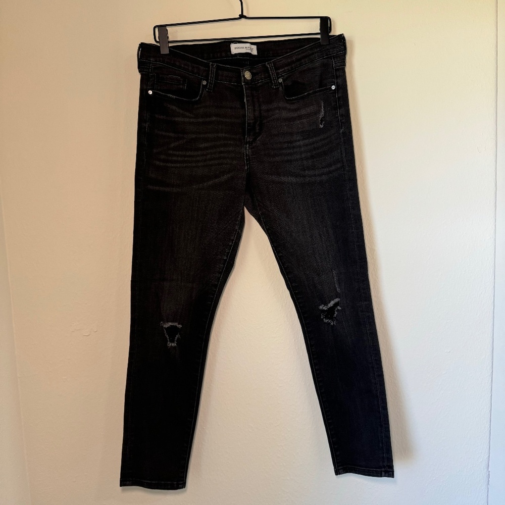 Banana Republic Jeans Women's Size 31 Black Skinny Ankle Distressed Grunge Punk